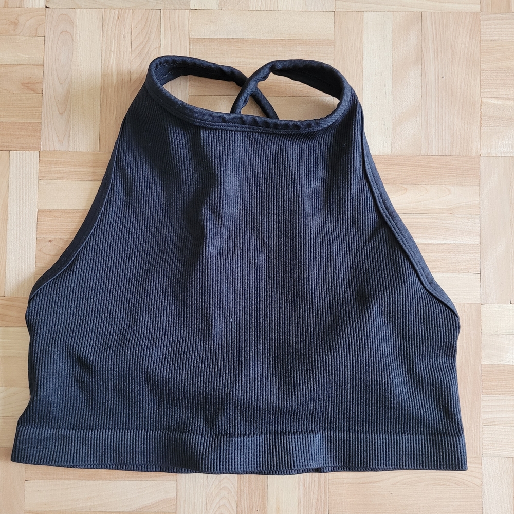 TNA Black Sleeveless Crop Tank Top